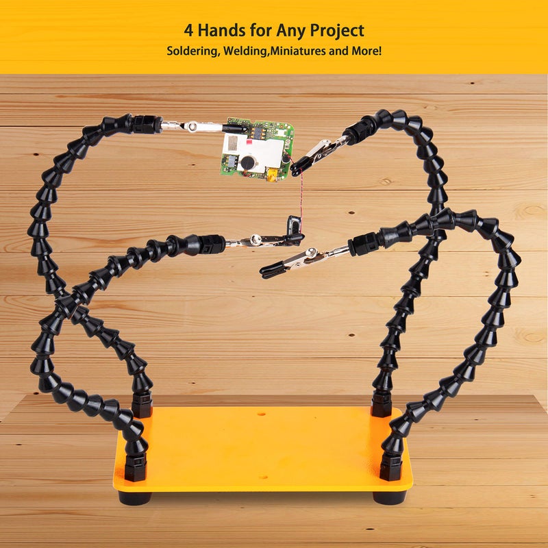 KOTTO Helping Hands Soldering Tool - 4 Arm Non-Slip - Steel Weighted Base with Heavy Duty Clips - Circuit Boards Holder - Crafts Jewelry Hobby Electronic - Image 4